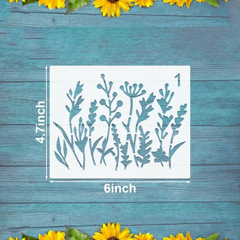 Resflyar 20 PCS Wildflower Stencils for Painting, 6 x 4.7 Inch Reusable Plastic Plant Templates for Painting on Wood Wall, Flowers Leaf Stencils Set for Rock Canvas Drawing Art Tile Home DIY Craft Decor - Image 2